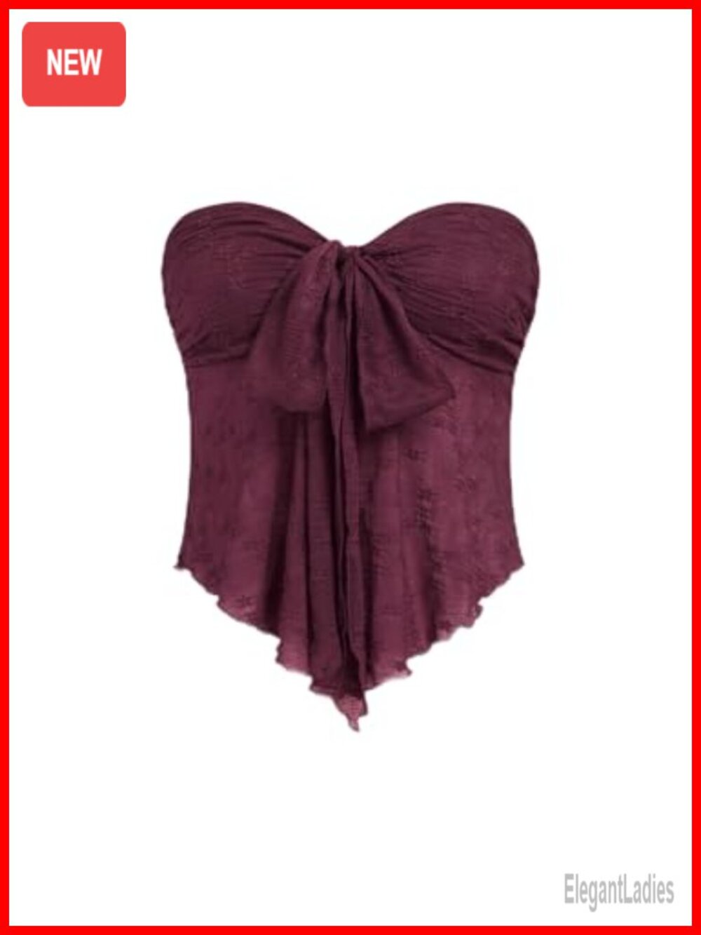 Women's Floral Mesh Strapless Tube Top Tie Front Summer Crop Top